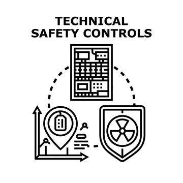 Technical safety controls managing industrial risks Stock Illustration