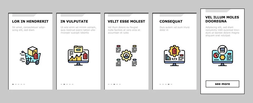 Technical sales engineer service onboarding icons set vector Stock Illustration