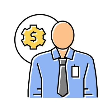 Technical sales engineer worker color icon vector illustration Stock Illustration