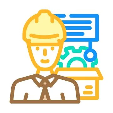 Technical sales engineer worker color icon vector illustration Stock Illustration