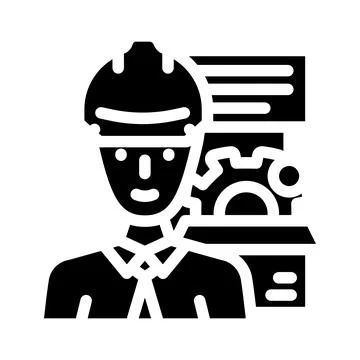 Technical sales engineer worker glyph icon vector illustration Stock Illustration
