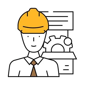 Technical sales engineer worker icon color illustration Stock Illustration