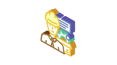 Technical sales engineer worker isometric icon animation Stock Footage 327294185