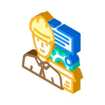 Technical sales engineer worker isometric icon vector illustration Stock Illustration