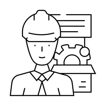 Technical sales engineer worker line icon vector illustration Stock Illustration