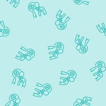 Technical sales engineer worker line seamless pattern 스톡 일러스트