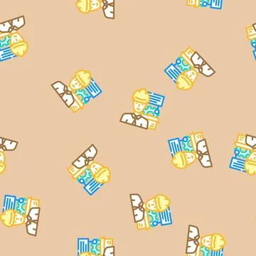 Technical sales engineer worker vector seamless pattern 스톡 일러스트