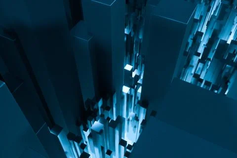 Technical scene made up of repetitive columns, 3d rendering Stock Illustration