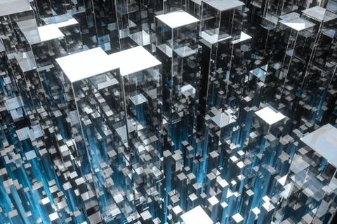 Technical scene made up of repetitive columns, 3d rendering Stock Illustration