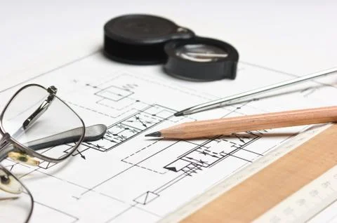 Technical schemes Stock Photos