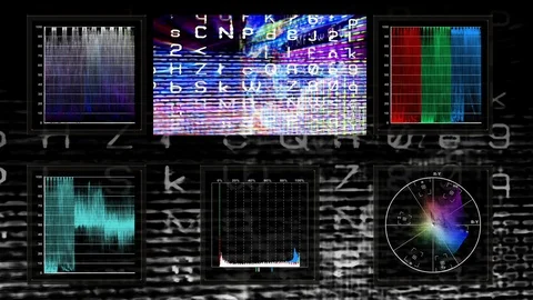 Technical Screen Display of Pulsing Video Data Stock Footage 88892300
