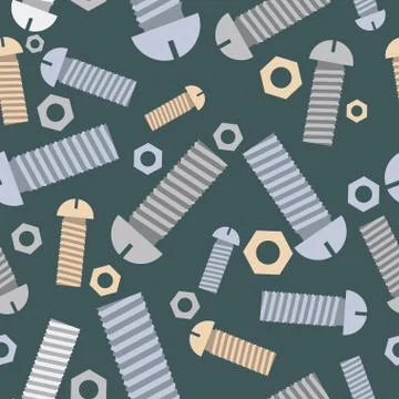 Technical seamless pattern bolts and nuts. Vector background. Illustrazione stock