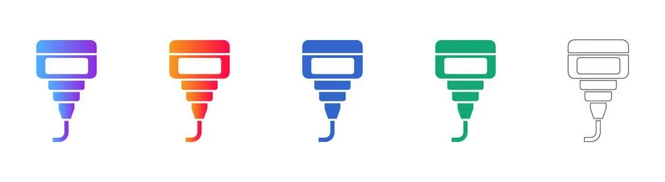 Technical Sensor Probe Icon Set Stockillustratie