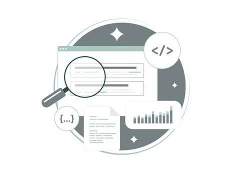 Technical SEO - audit, code optimization, improve ranking factors with on-page Illustrazione stock