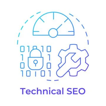 Technical seo blue gradient concept icon Illustrazione stock