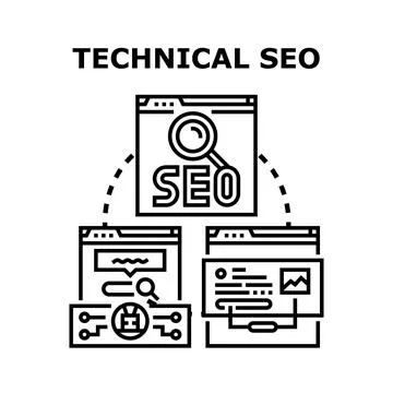 Technical seo concept analyzing website health Stockillustratie
