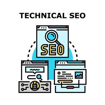 Technical seo concept analyzing website health Stock-Illustration