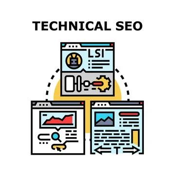 Technical seo concept presenting website optimization tools Illustrazione stock