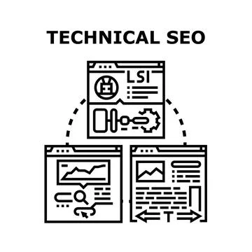 Technical seo concept presenting website optimization tools 库存插图