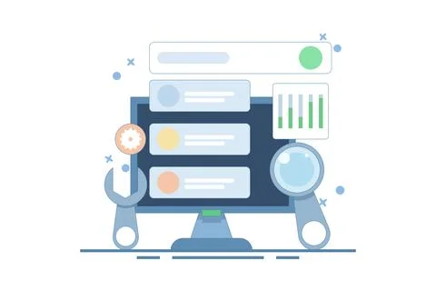 Technical SEO concept, Website optimization for search engines, loading speed. Stockillustratie