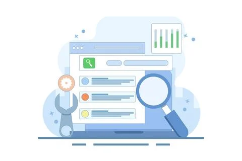 Technical SEO concept, Website optimization for search engines. Stockillustratie