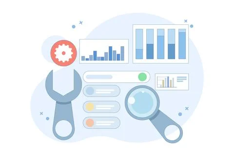 Technical SEO concept, Website optimization for search engines, loading speed. Stockillustratie