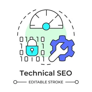 Technical seo multi color concept icon 库存插图