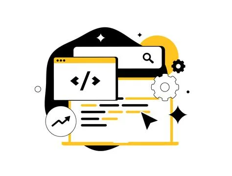 Technical SEO optimization supports crawlability and structured data, while イラスト素材