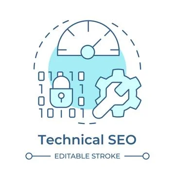 Technical seo soft blue concept icon Illustrazione stock