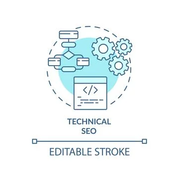 Technical SEO turquoise concept icon Stock Illustration