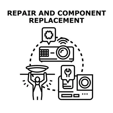 Technical service and electronics component replacement process Stock Illustration