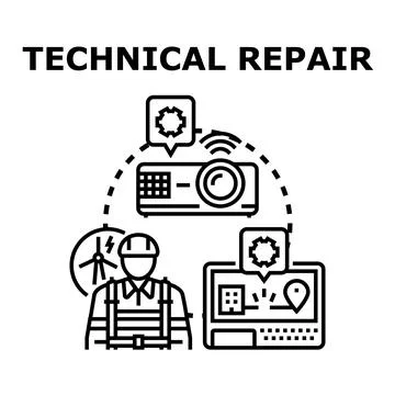 Technical service assisting with equipment and professional maintenance 스톡 일러스트