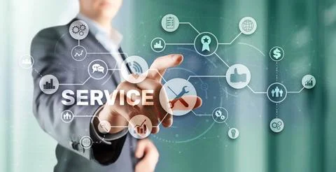 Technical Service Business Technology Internet Concept. 3D icons Stock Photos