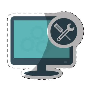 Technical service computers icon Stock Illustration