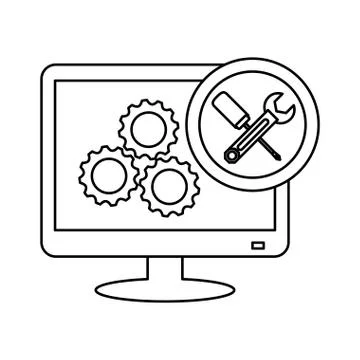Technical service computers icon Stock Illustration