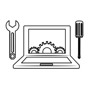 Technical service computers icon Stock Illustration