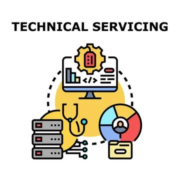 Technical servicing concept with digital analysis and maintenance イラスト素材