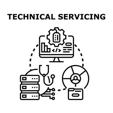 Technical servicing concept with digital analysis and maintenance Stock Illustration