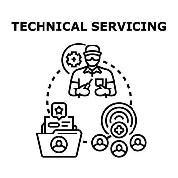 Technical servicing process providing professional assistance and solution Stock Illustration