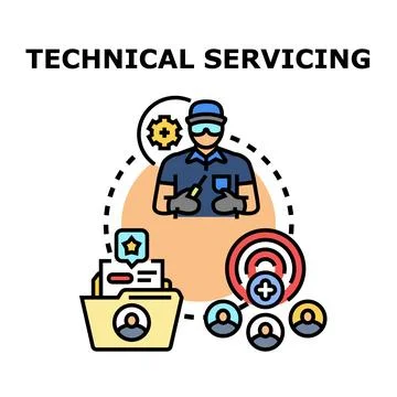 Technical servicing process providing professional assistance and solution Stock Illustration