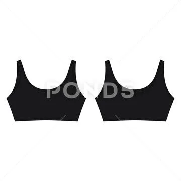 Technical sketch crop top in black color. Sport bra isolated on white  backgro ~ Clip Art #137651919