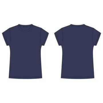 Technical sketch of navy blue tee shirt isolated on white background. Childre イラスト素材