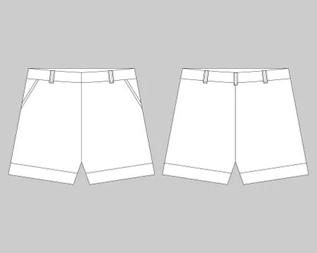 Technical sketch shorts design template. Women's shorts vector illustration Stock Illustration