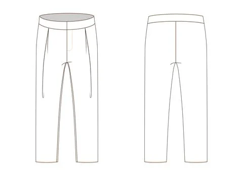 Technical sketch of trousers oversize with high waisted Stock Illustration