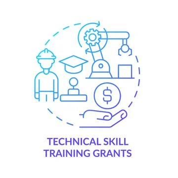 Technical skill training grants blue gradient concept icon 스톡 일러스트