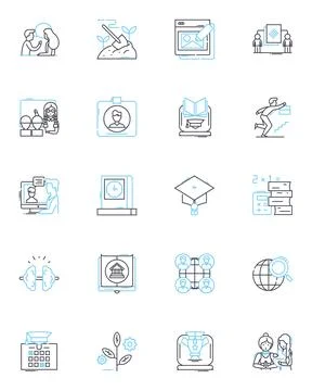 Technical Skills linear icons set. Coding, Engineering, Programming, Development 스톡 일러스트