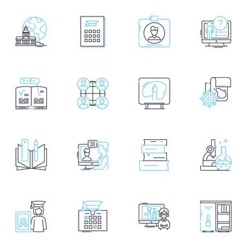 Technical Skills linear icons set. Coding, Engineering, Programming, Development 스톡 일러스트