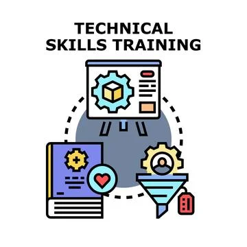 Technical skills training concept learning and development process Stock Illustration