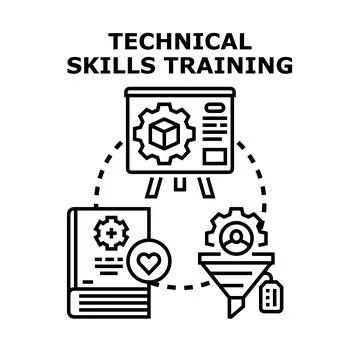 Technical skills training concept learning and development process 스톡 일러스트