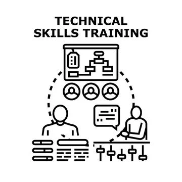 Technical skills training developing professional abilities Stock Illustration